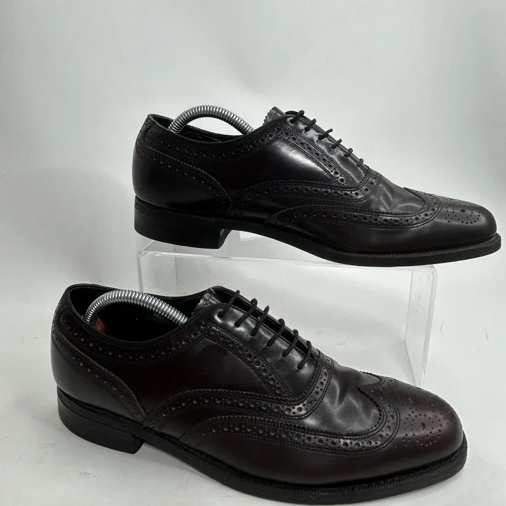 Florsheim Imperial Mens 8D Burgundy Leather Wingtip Oxford Brogue Shoes USA Made